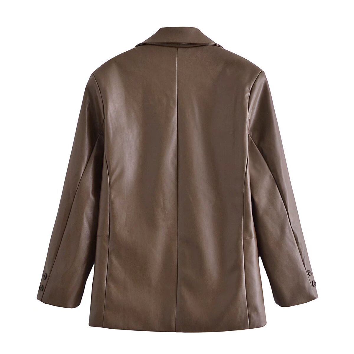 Women's new fashion casual patchwork imitation leather suit jacket