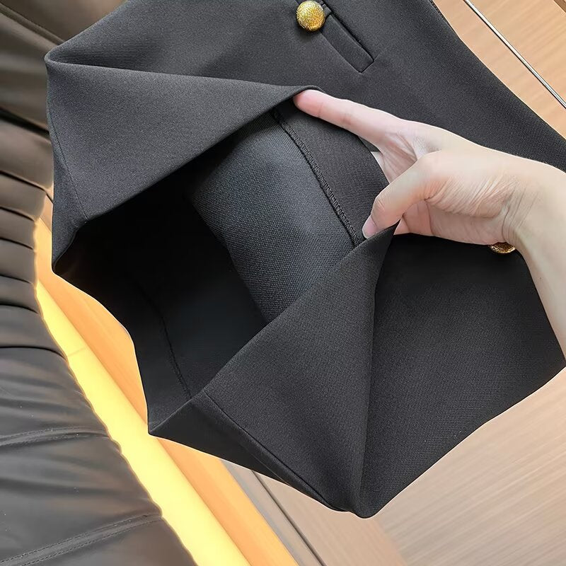 Women's new fashion black slim pleated A-line mini skirt