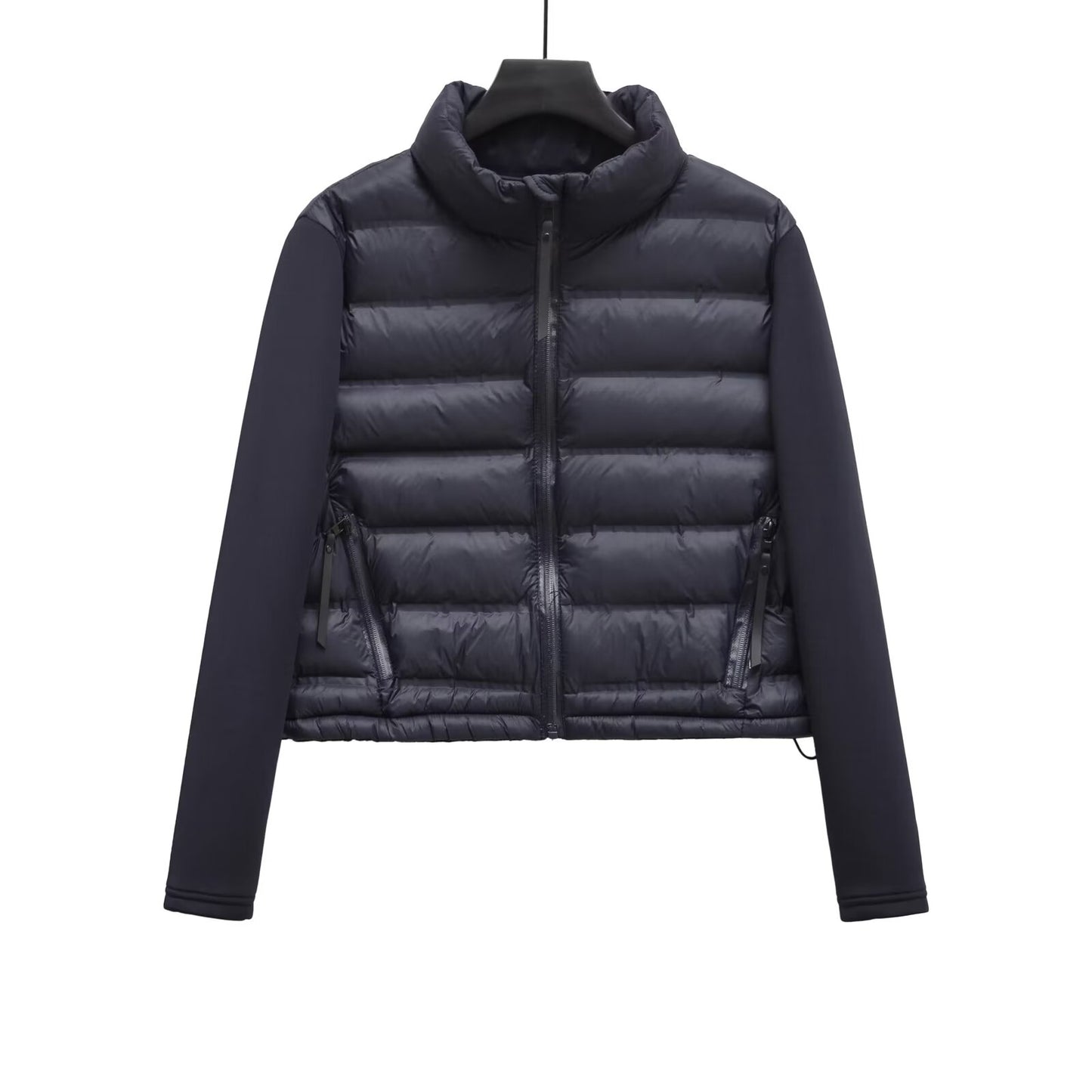 Women's short standing collar spliced cotton jacket Coat