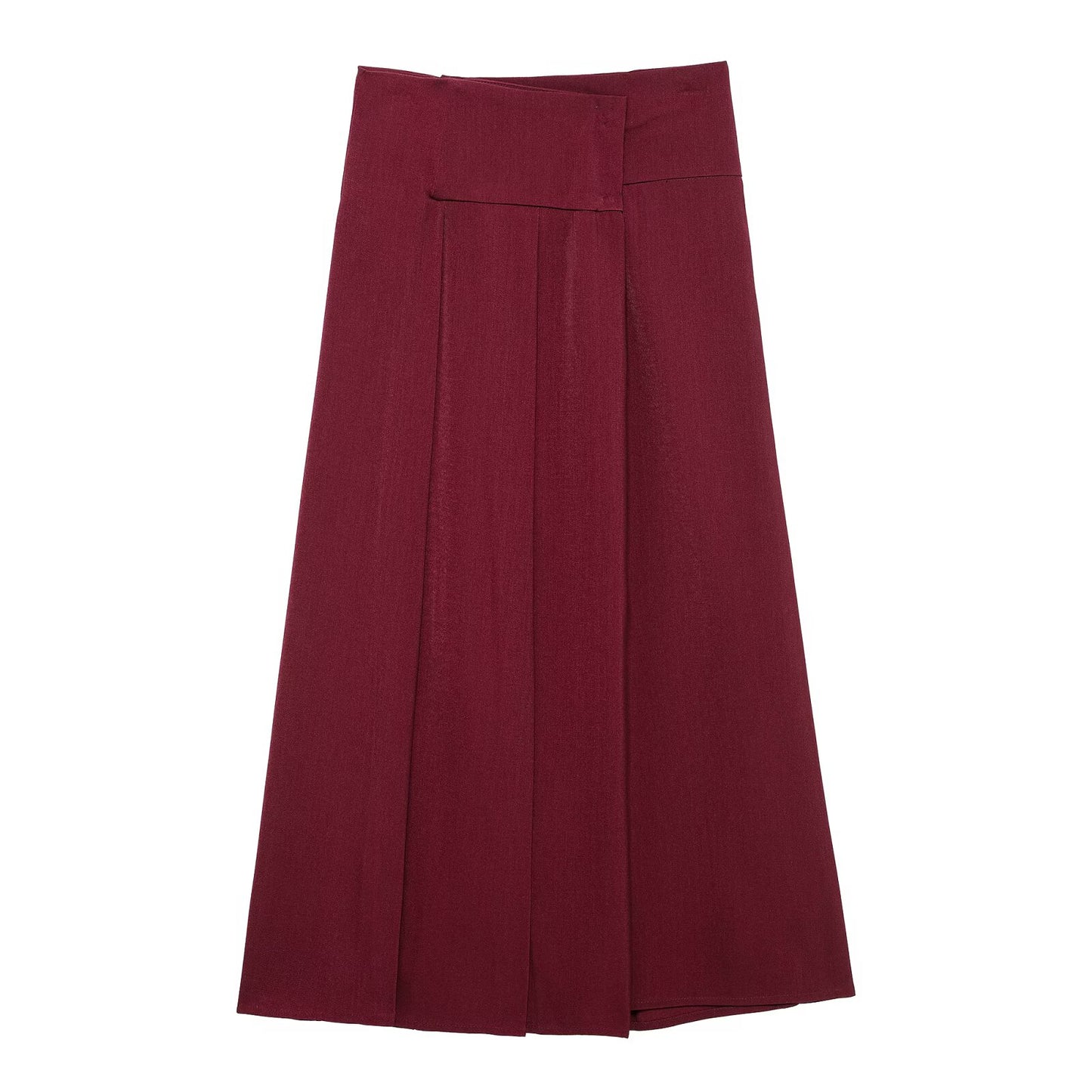 Women's new Chic fashion slim casual versatile solid wide pleated MIDI skirt retro high waisted button up women's skirt Mujer