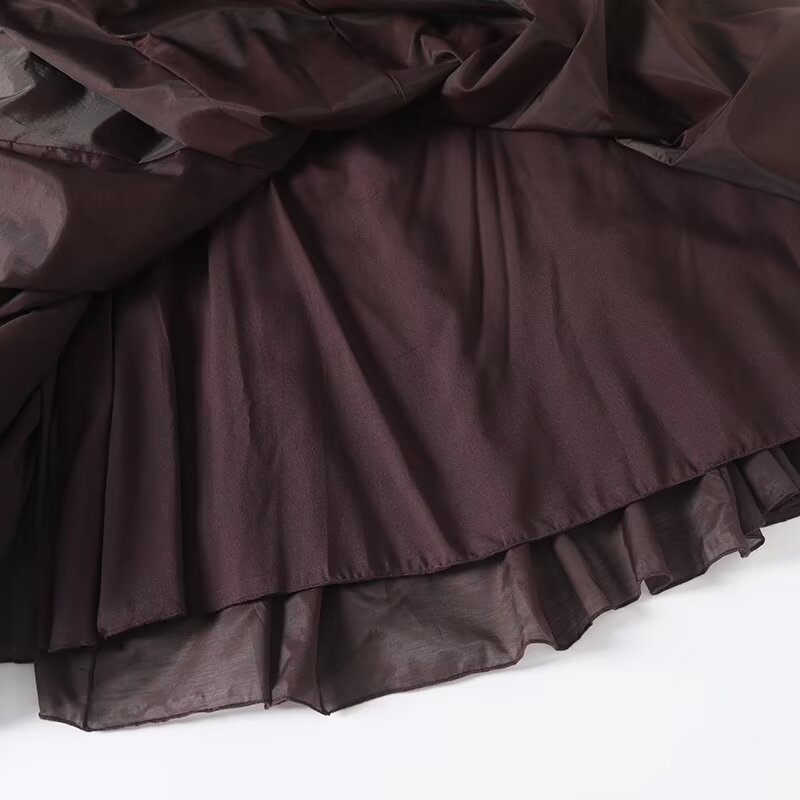 Women's chic fashion casual pleated chiffon A-line MIDI skirt