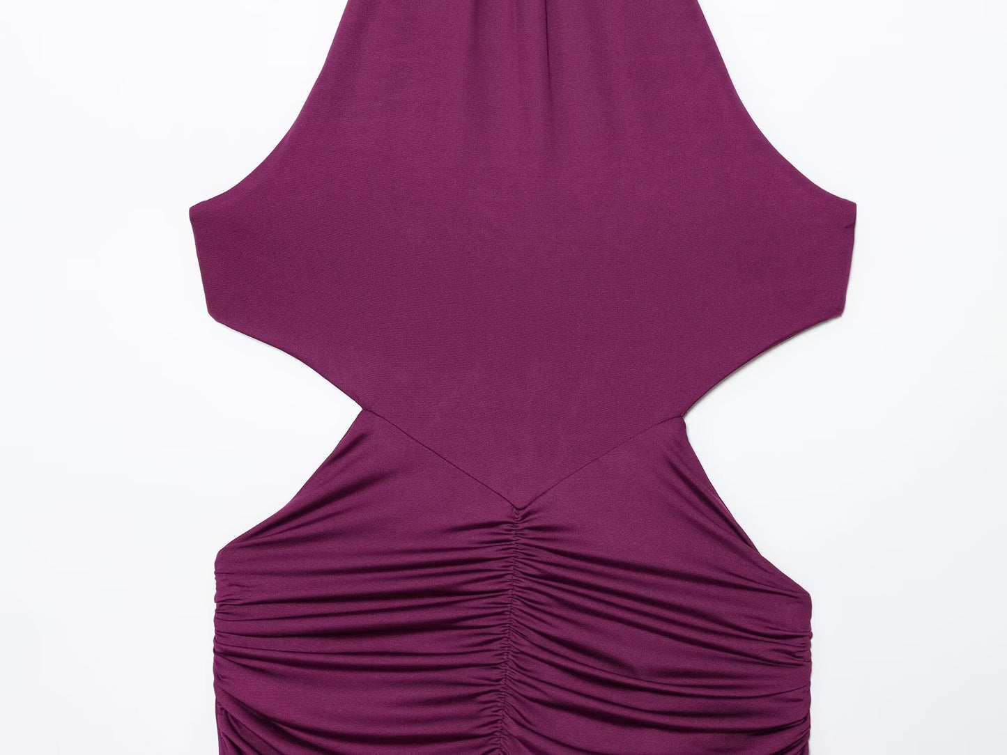Women's new fashion sexy pleated hanging collar MIDI dress