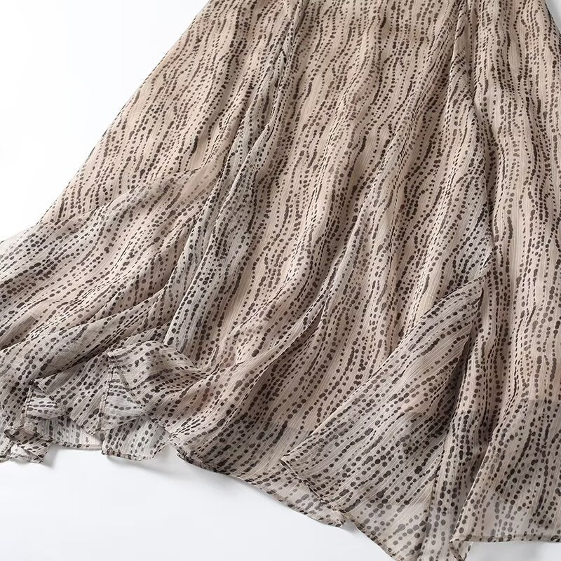 Women's new polka dot print irregular hem MIDI skirt