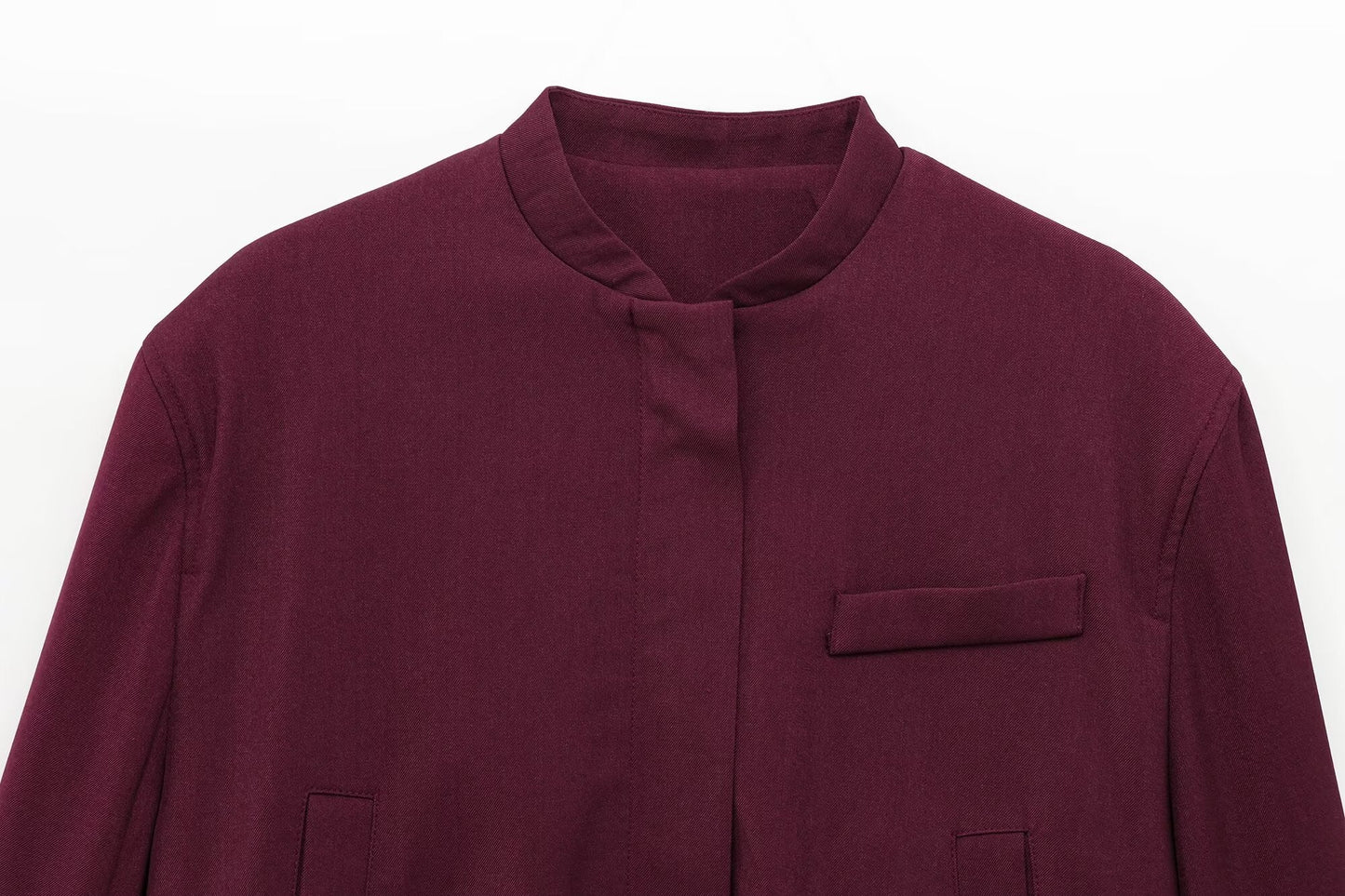 Women's new Fashion side pocket decoration casual stand collar flying jacket coat retro long sleeved zipper women's coat chic top