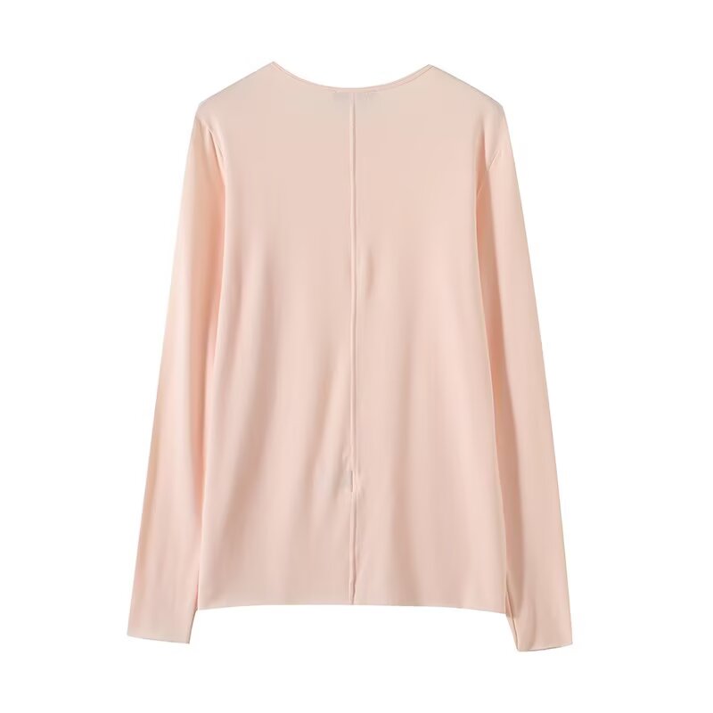 Women's new fashion solid base O Neck long sleeved knitted top