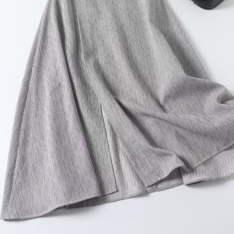 Women's New Fashion Sleeveless pinstripe Square Neck Midi Dress