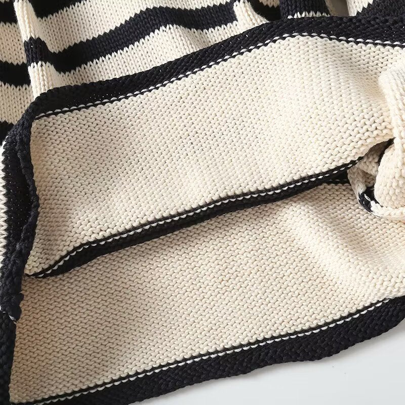 Women's new comfortable casual striped knitted sweater