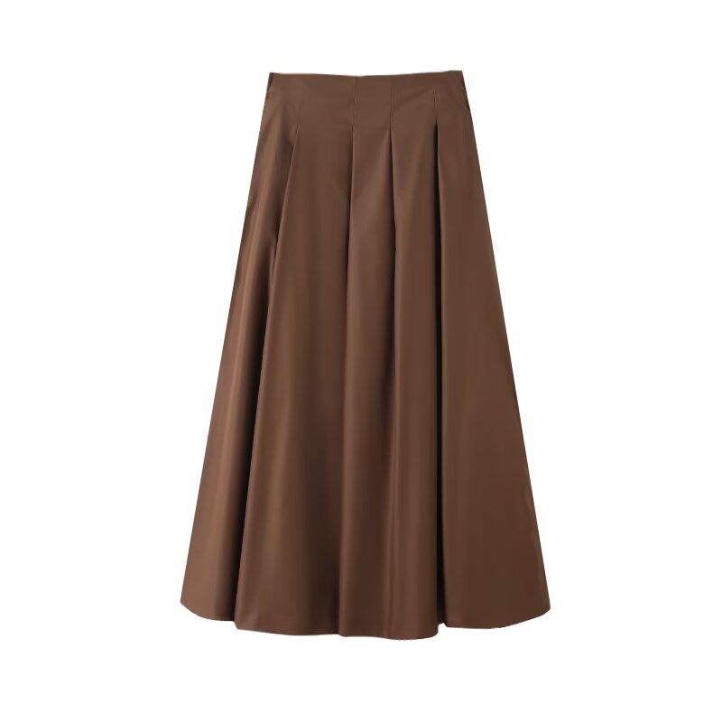 Women's chic fashion casual pleated A-line MIDI skirt