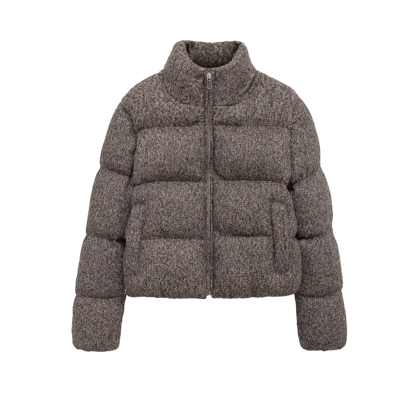 Women's standing collar warm knit pilot jacket Coat