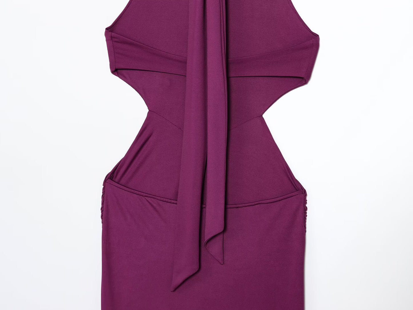 Women's new fashion sexy pleated hanging collar MIDI dress