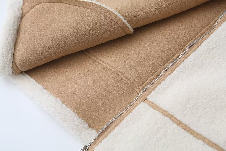 Women's winter new loose Lapel double-sided fleece Coat