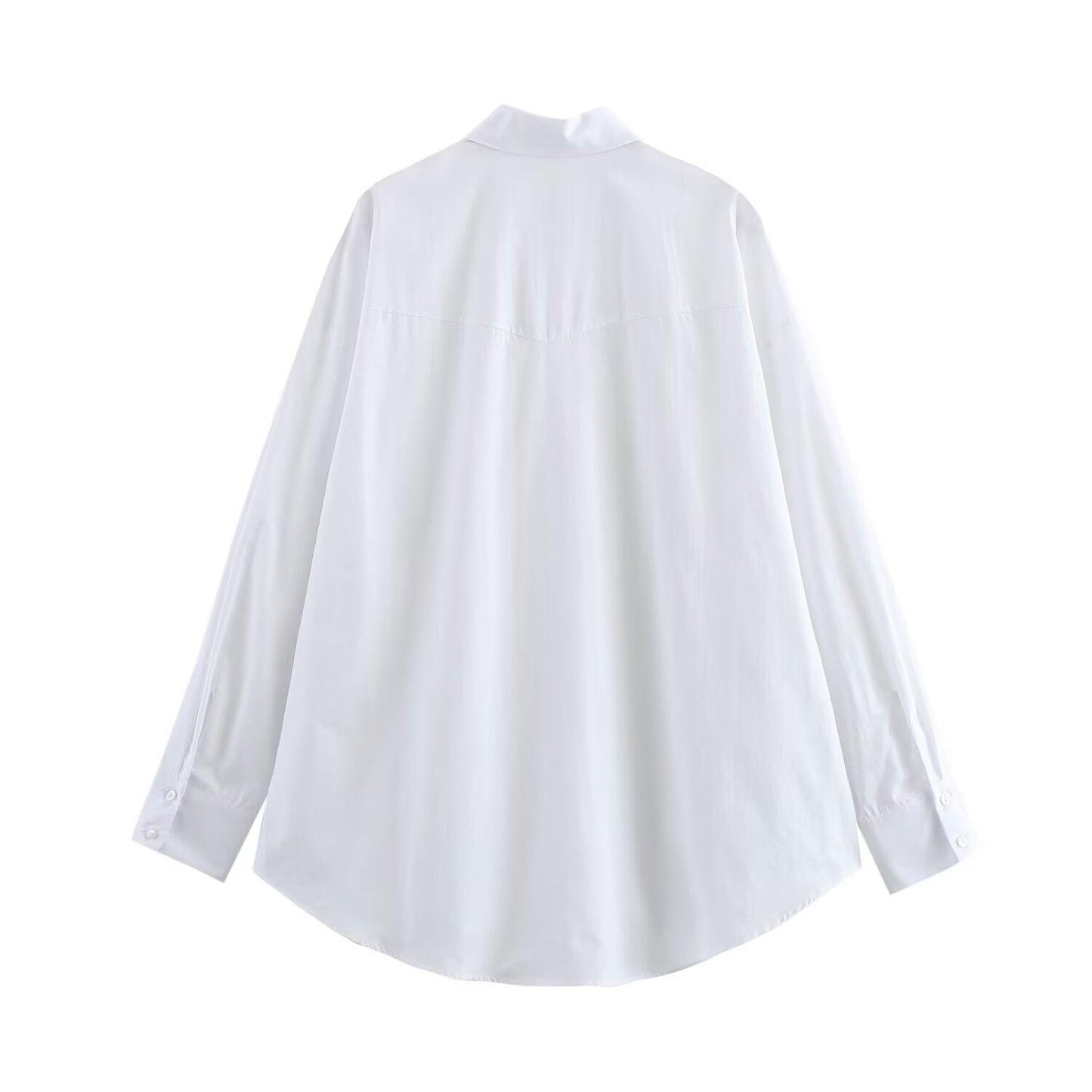 Women's new fashion rivet decoration loose basic style single breasted lapel shirt retro long sleeved poplin women's shirt chic top