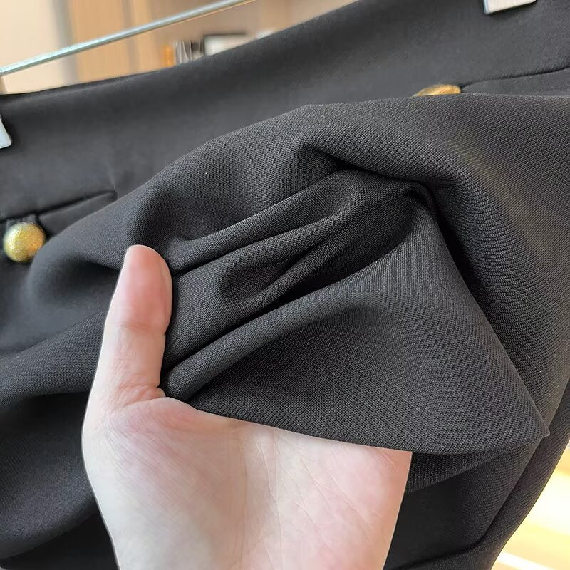 Women's new fashion black slim pleated A-line mini skirt