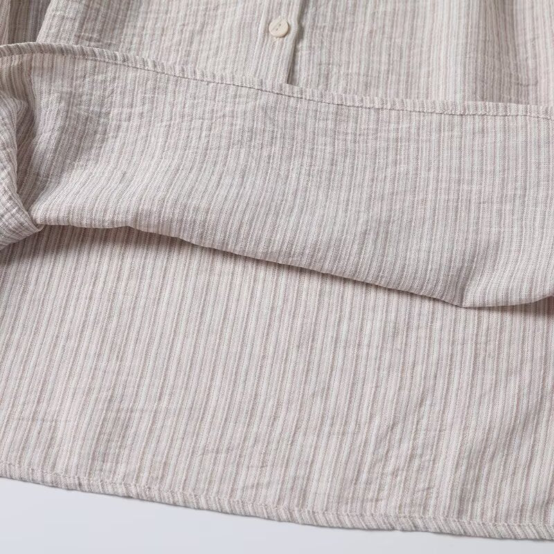 Women's new fashion long sleeved lapel textured striped shirt