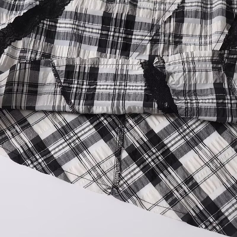 Women's 2025 new fashion sleeveless plaid V-neck top