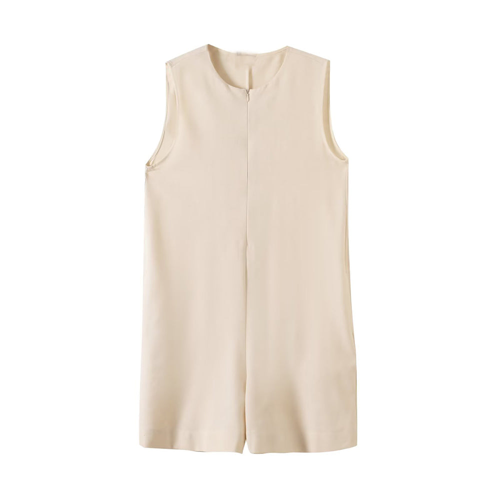Women's 2025 new fashion zipper design sleeveless jumpsuit