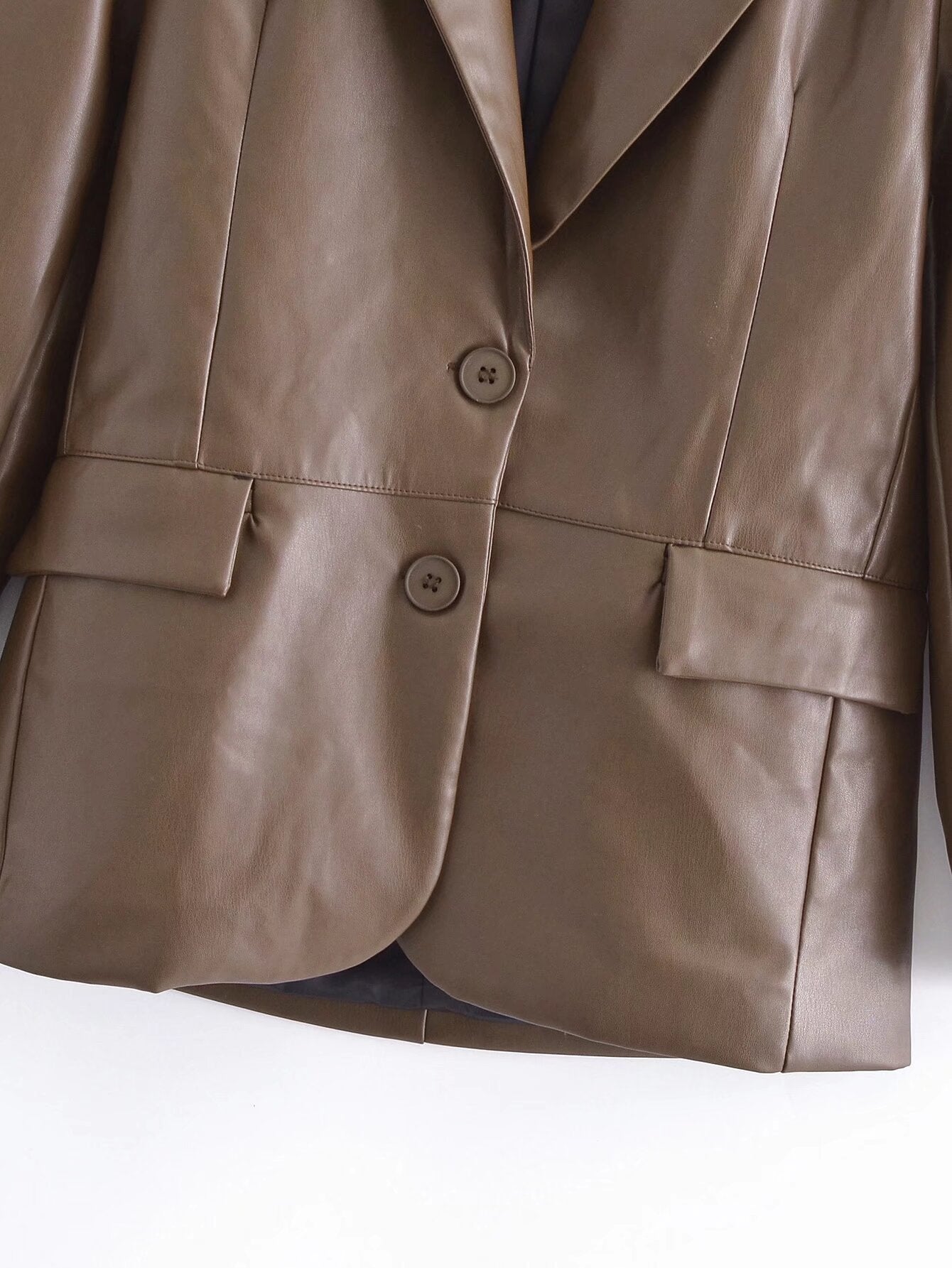 Women's new fashion casual patchwork imitation leather suit jacket