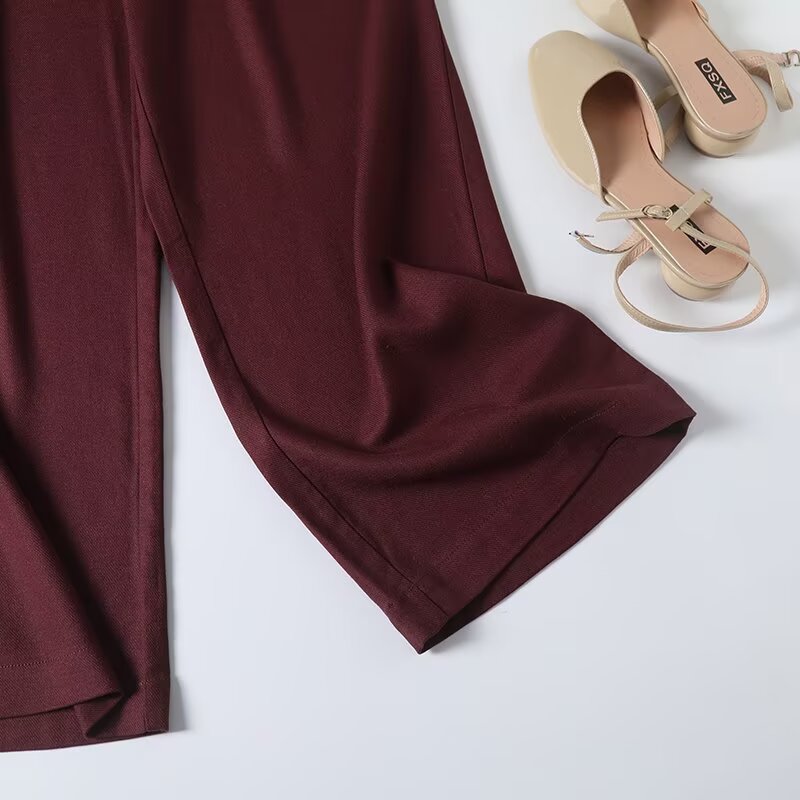 Women's new fashion casual linen blended wide leg pants