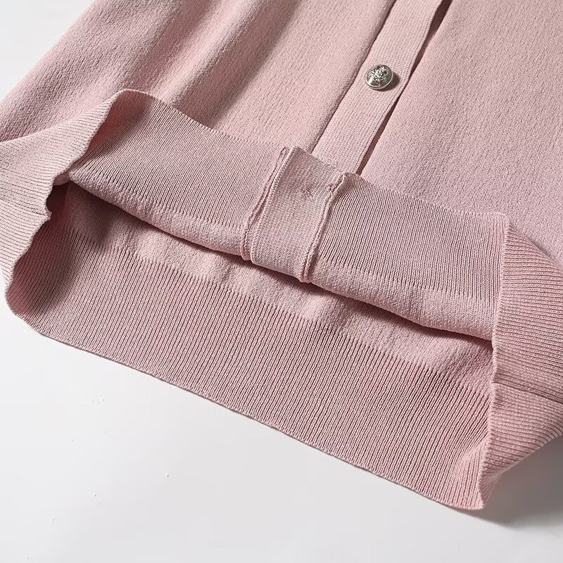 Women's new fashion short sleeved single breasted O-Neck knitted cardigan