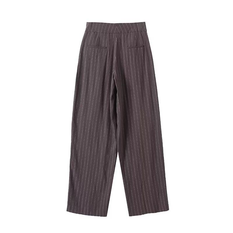 Women's new fashion slim striped zipper square neck suit vest+Pants suit