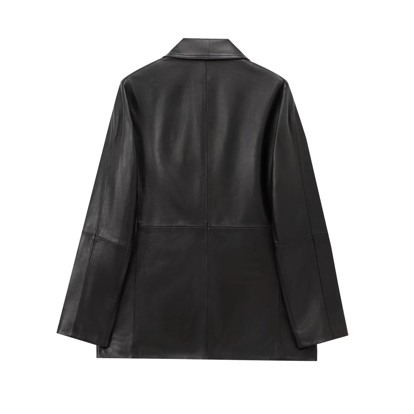 Women's New Fashion Casual Joker Leather Suit Jacket Retro Long Sleeve Pocket Women's Coat Chic Blazer