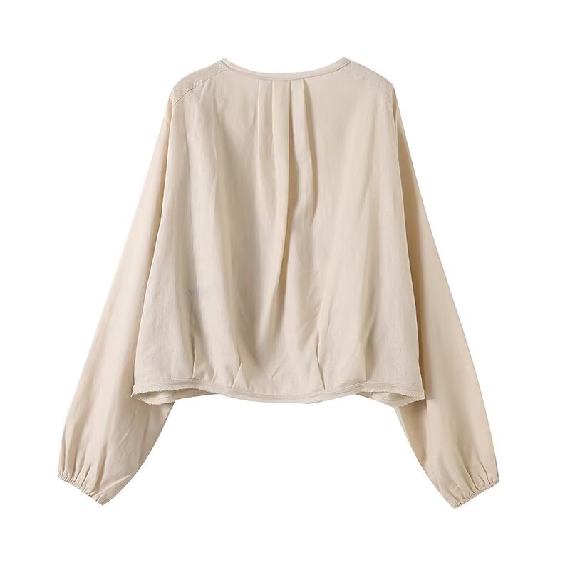 Women's new fashion casual short linen blended flight jacket Coat