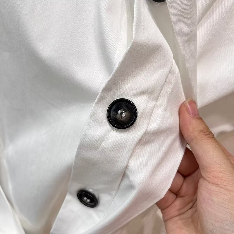 Women's new fashion with Belt round neck shirt style MIDI dress