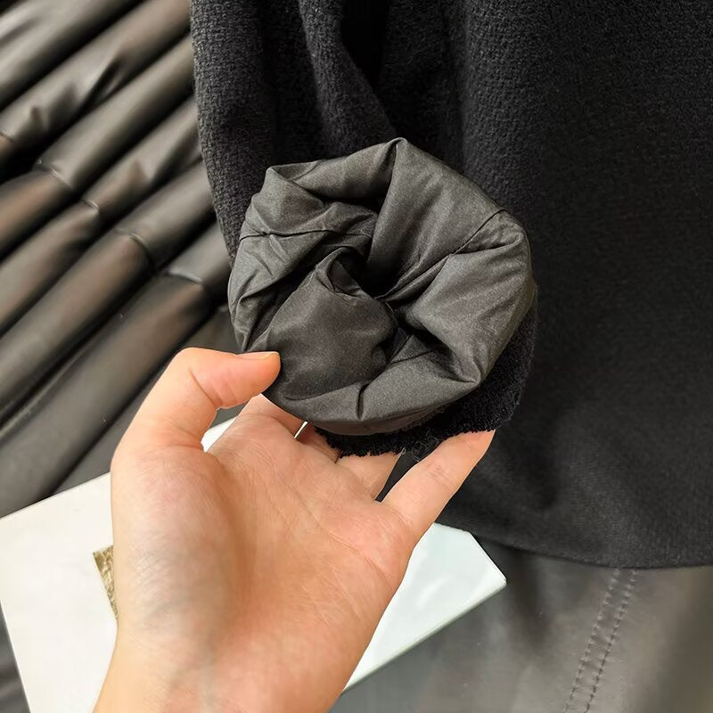 Women's new fashion short single breasted O Neck wool blend Coat