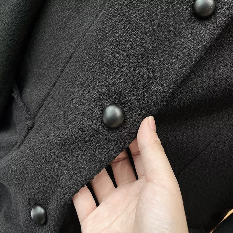Women's new fashion short single breasted O Neck wool blend Coat