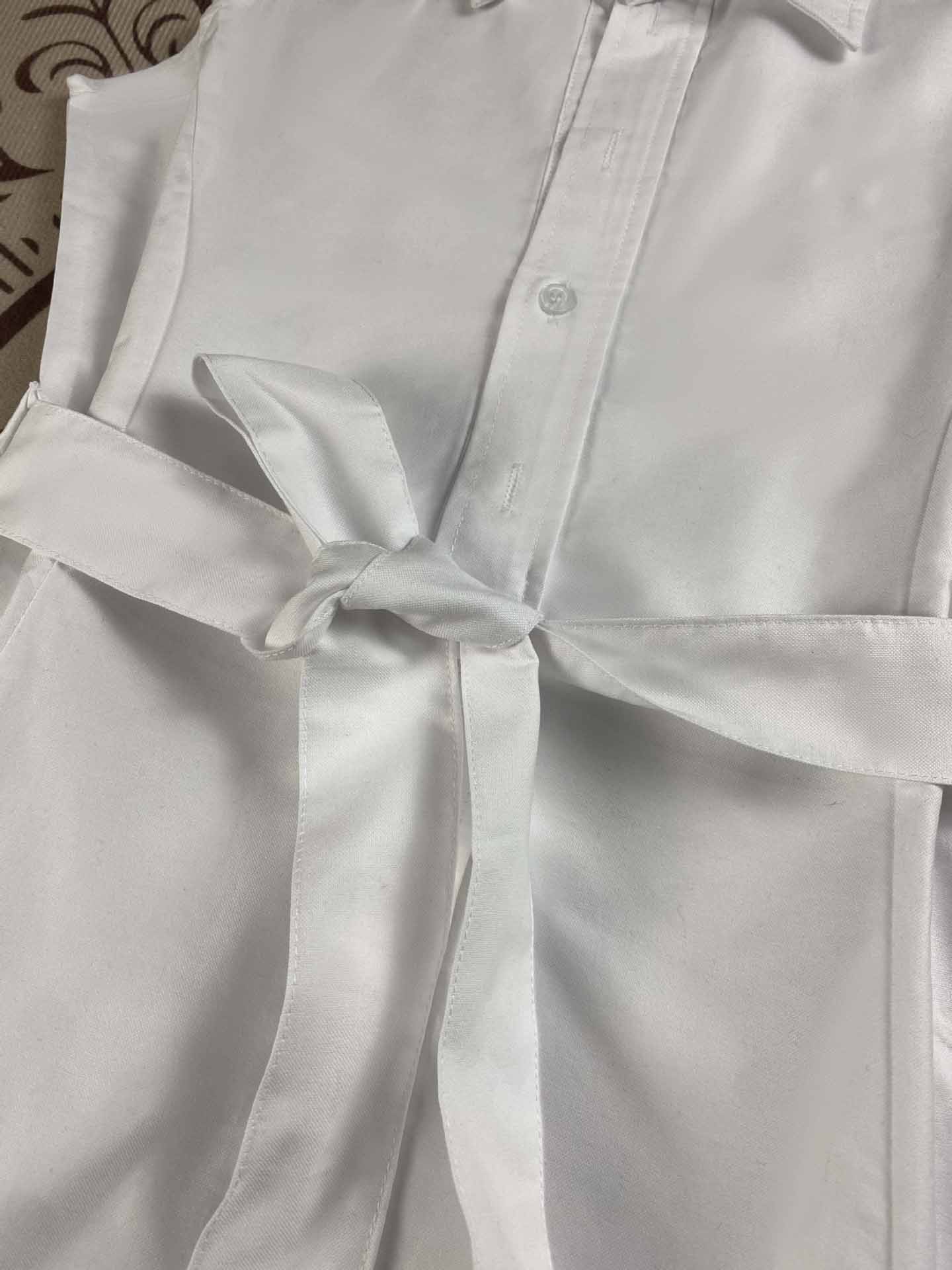 Women's New Fashion Embroidered Sleeveless Cotton Polo Oxford Shirt A-word Dress