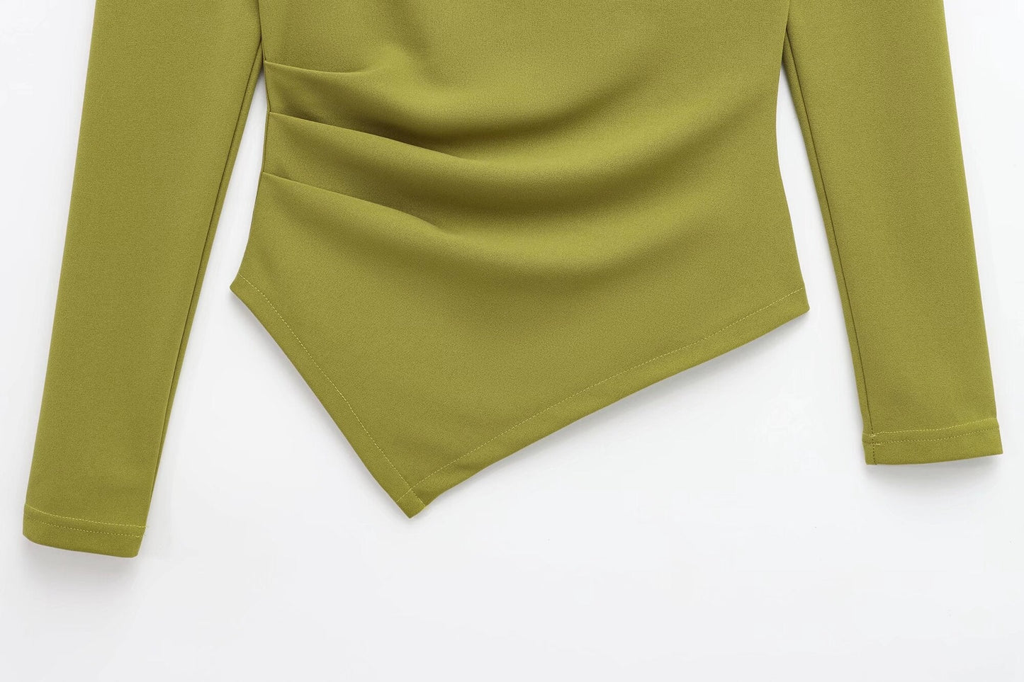 Women's New Fashion Casual Joker Asymmetric Velvet Top Retro Long Sleeve Slim Solid Color T-shirt Top.