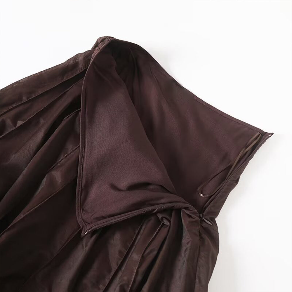 Women's chic fashion casual pleated chiffon A-line MIDI skirt