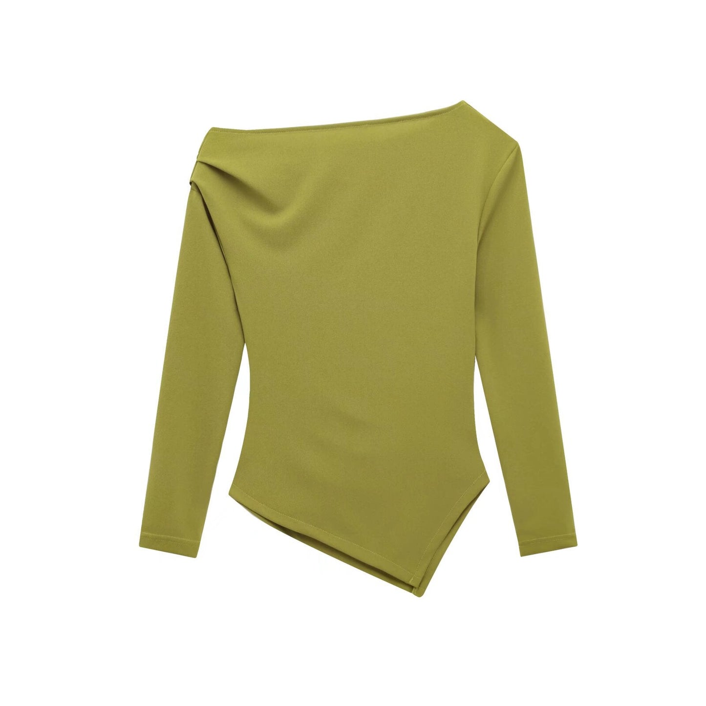 Women's New Fashion Casual Joker Asymmetric Velvet Top Retro Long Sleeve Slim Solid Color T-shirt Top.