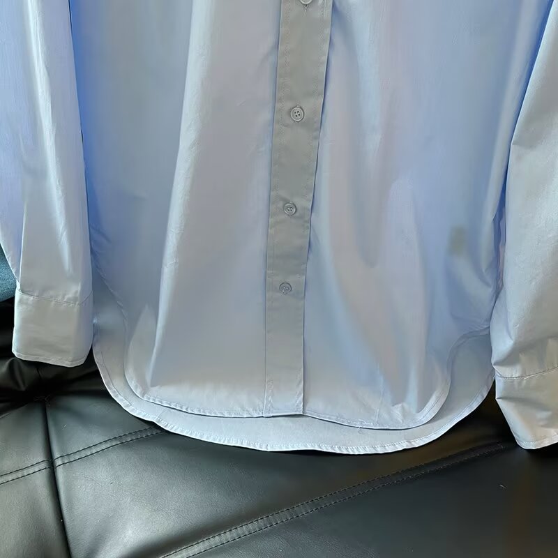 Women's new fashion loose basic style solid cotton long sleeved shirt