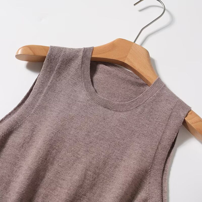 Women's new fashion casual basic style O Neck knitted vest