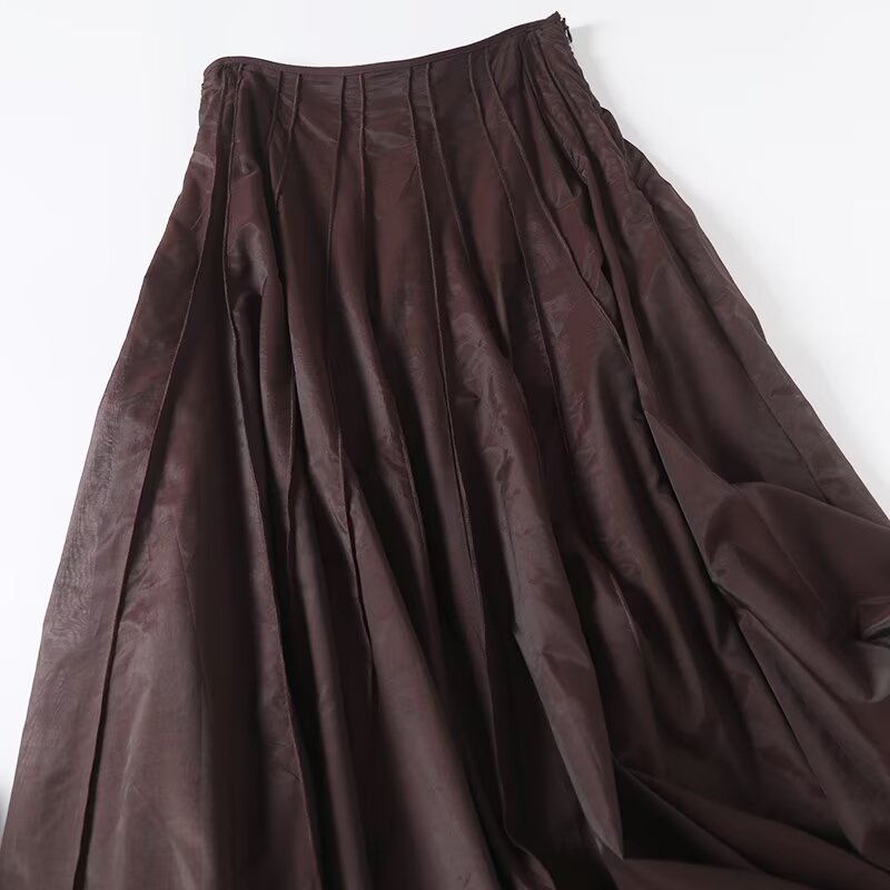Women's chic fashion casual pleated chiffon A-line MIDI skirt