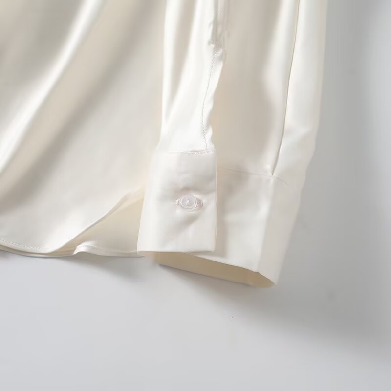 Women's casual satin textured button up shirt