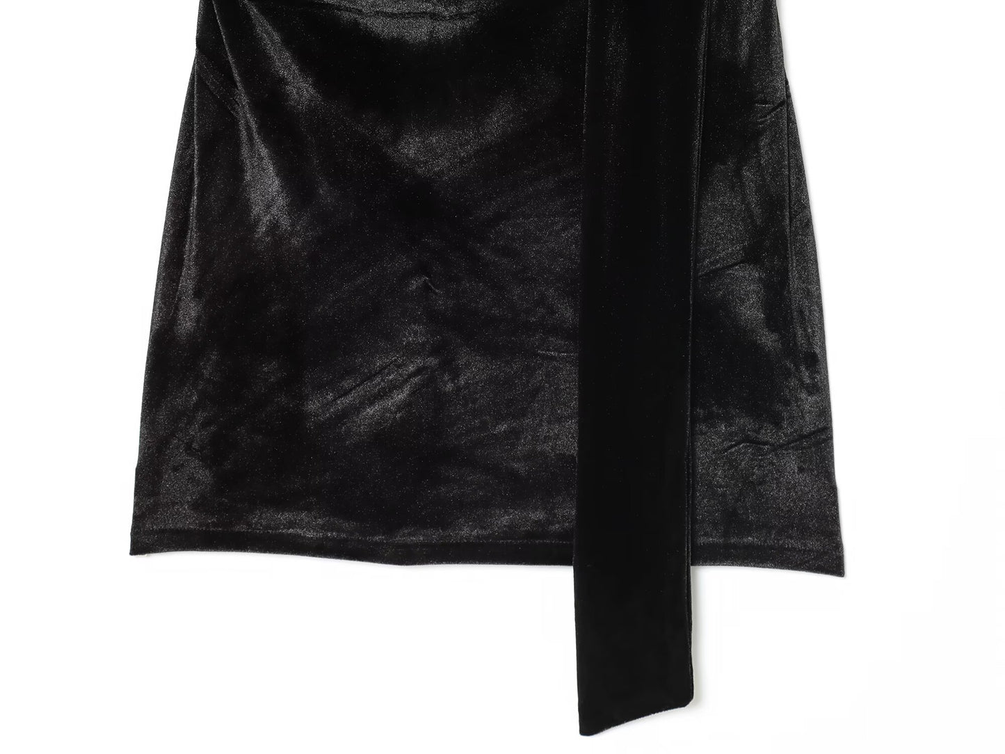 Women's new scarf decoration slim pleated velvet mini dress