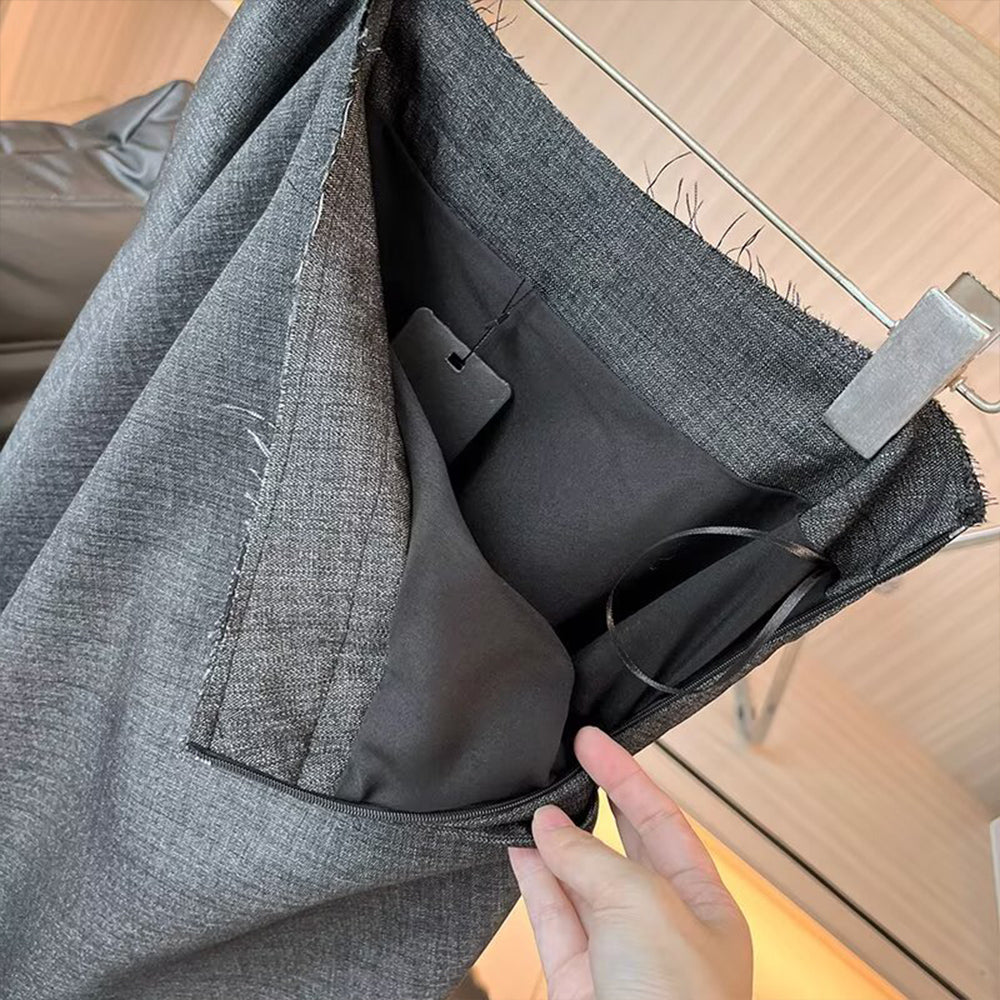 Women's chic Fashion comfortable texture gray draped MIDI skirt