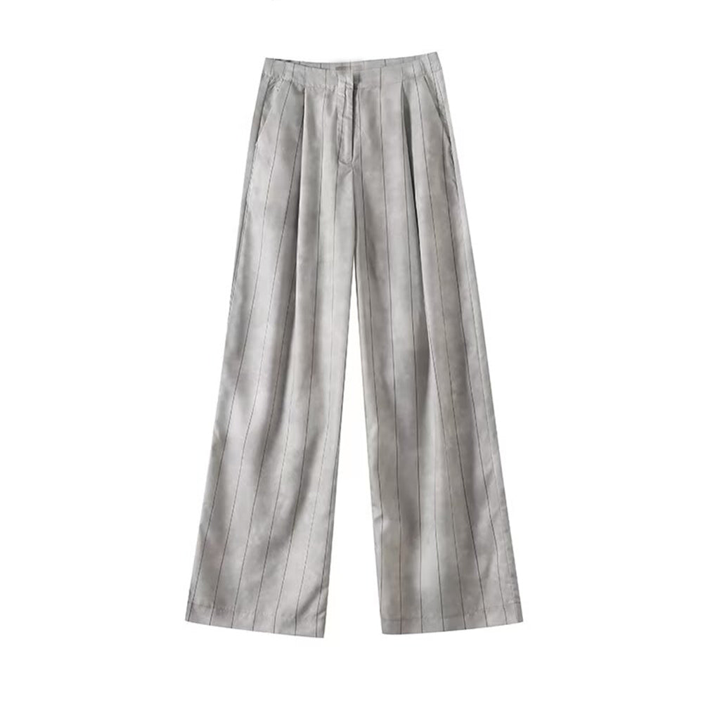 Women's new fashion swing collar striped sleeveless top+Pants suit