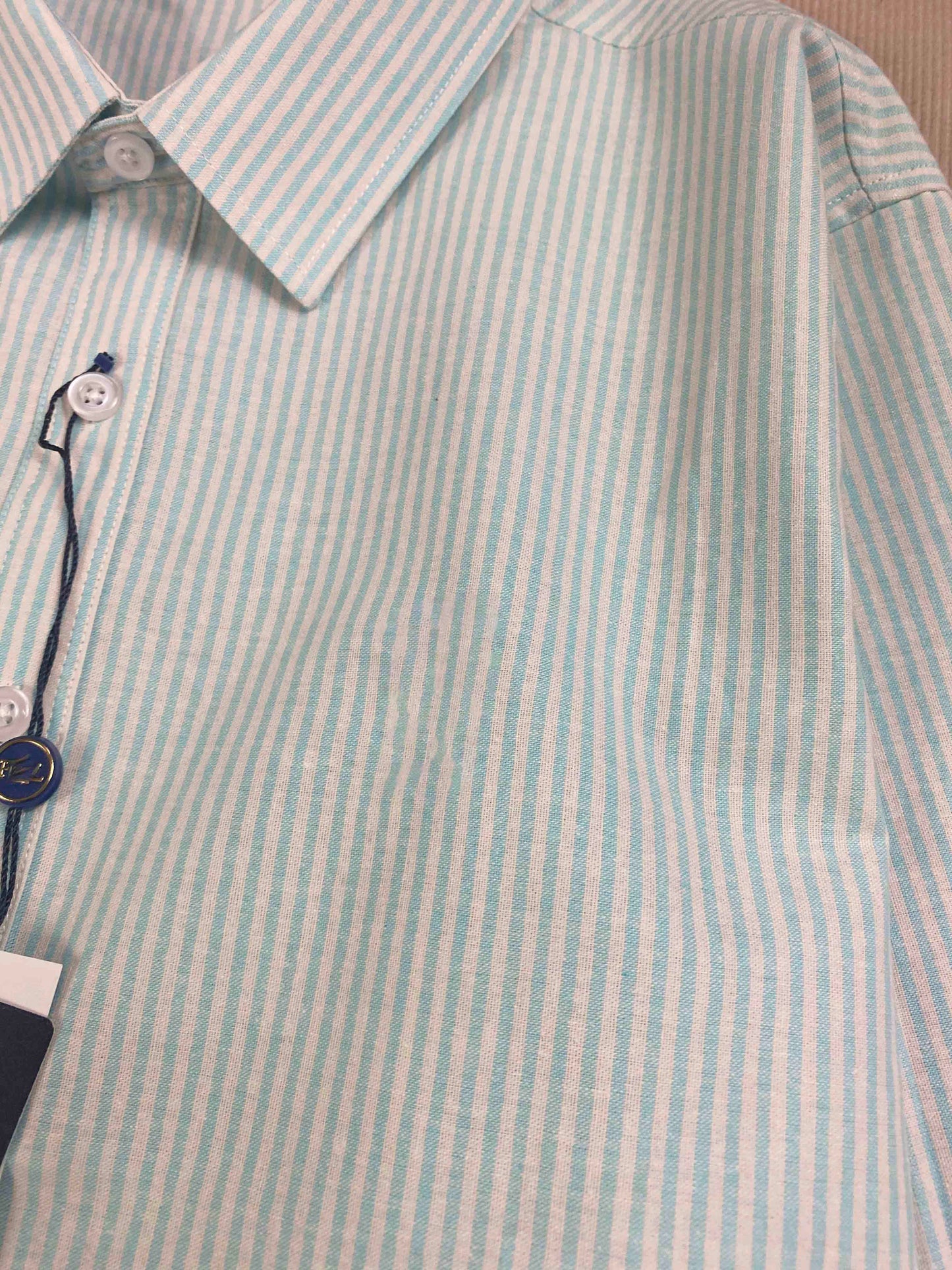 Men and Women with The Same New Fashion Casual Joker Embroidered Cotton Pinstripe Long Sleeve Shirt.