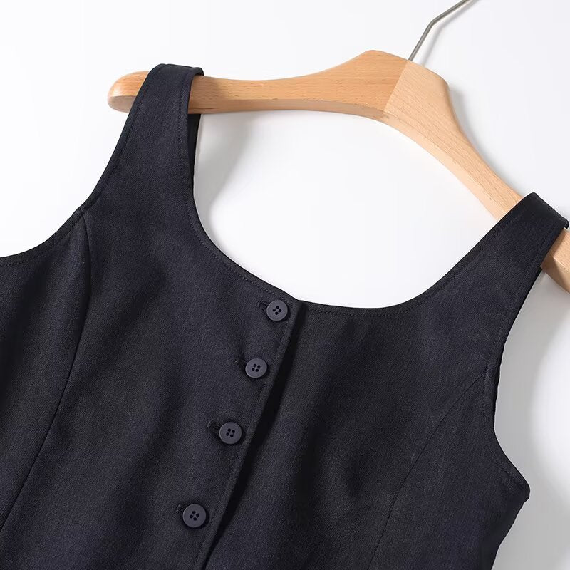 Women's 2025 new fashion U-neck sleeveless mini dress