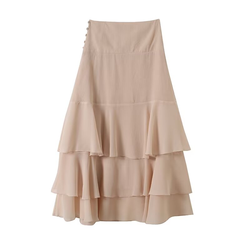 Women's new fashion casual ruffled Midi princess skirt