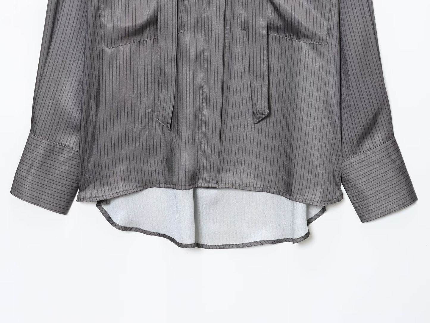 Women's new bow decoration casual striped shirt