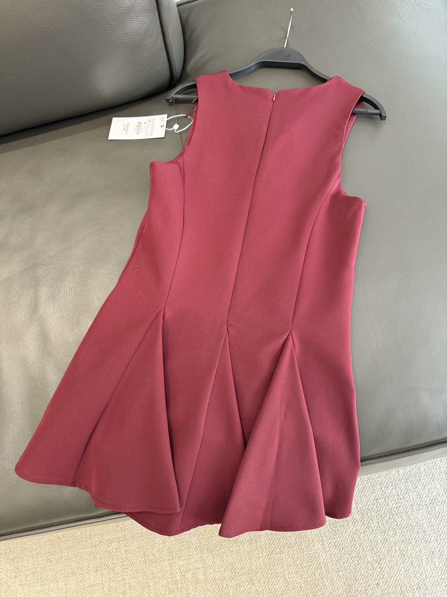 Women's new chic fashion bow tie decoration slim wave style wide swing mini dress retro sleeveless women's dress Mujer