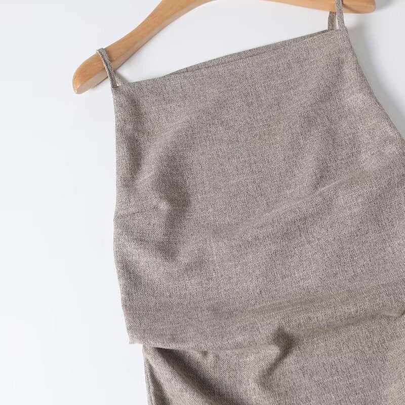 Women's new fashion pleated decoration slim suspender MIDI dress