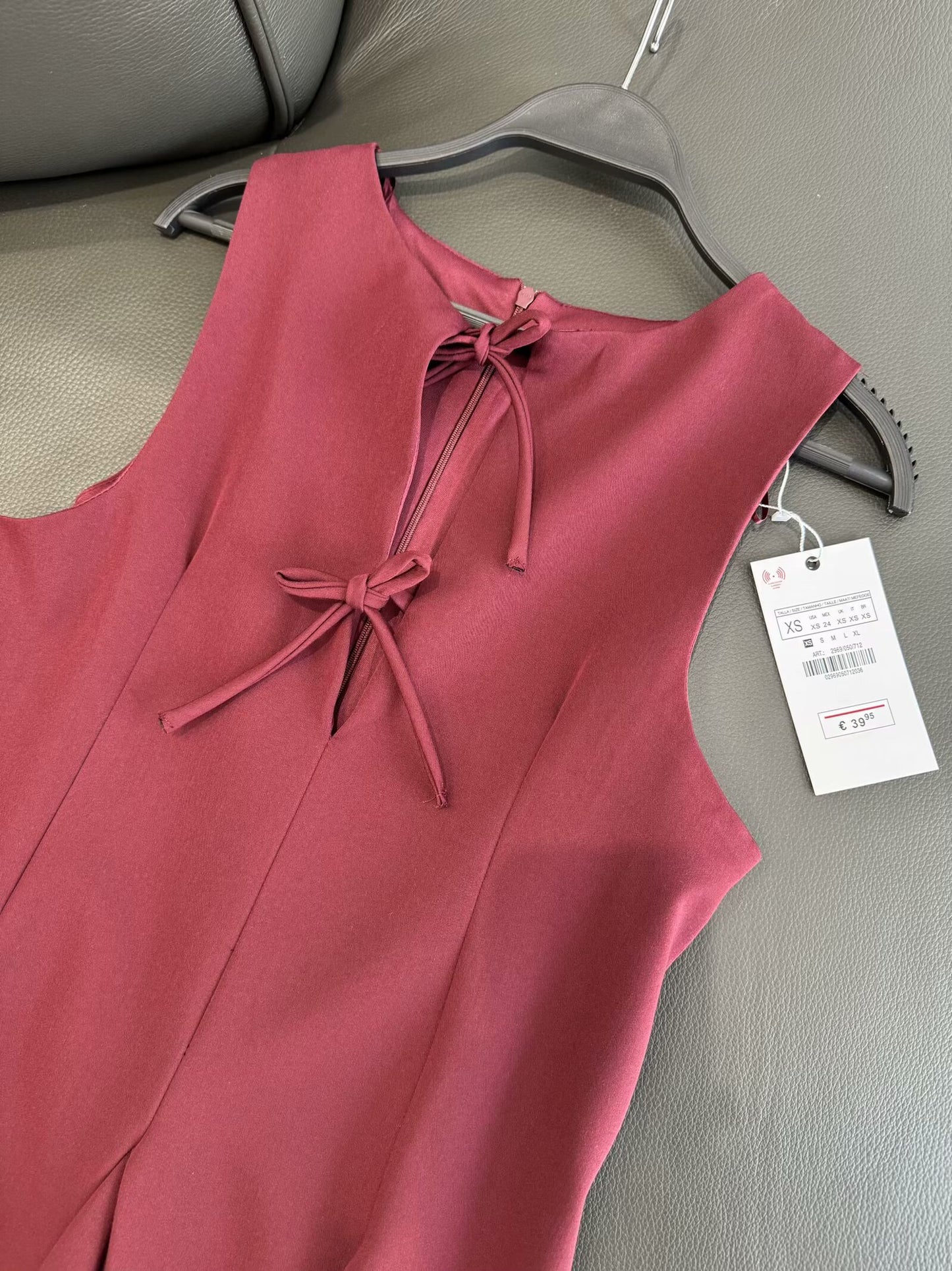 Women's new chic fashion bow tie decoration slim wave style wide swing mini dress retro sleeveless women's dress Mujer