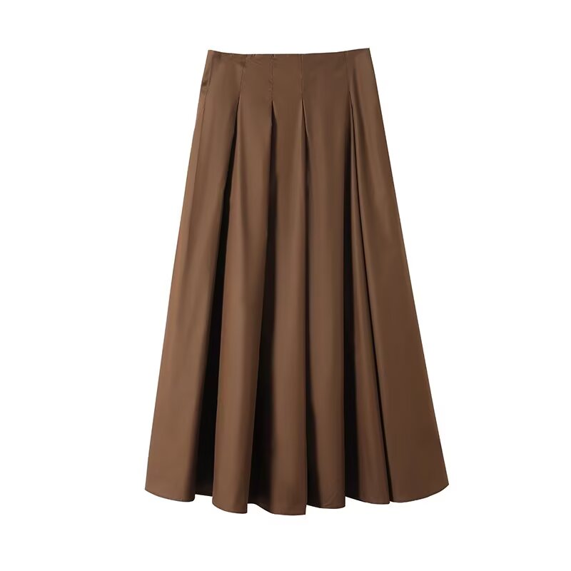 Women's chic fashion casual pleated A-line MIDI skirt