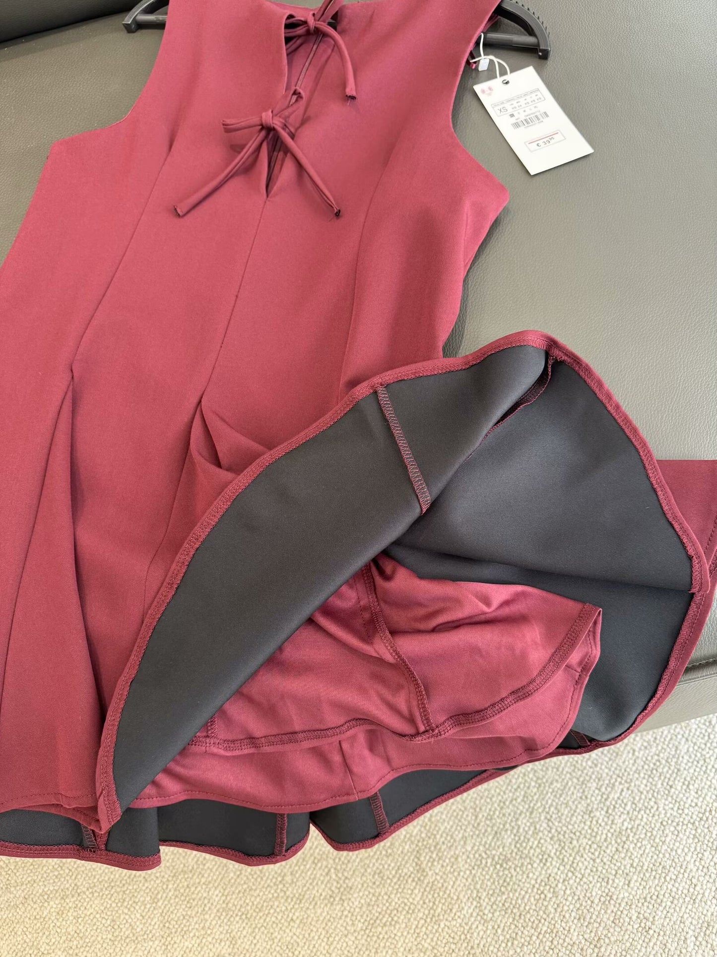 Women's new chic fashion bow tie decoration slim wave style wide swing mini dress retro sleeveless women's dress Mujer