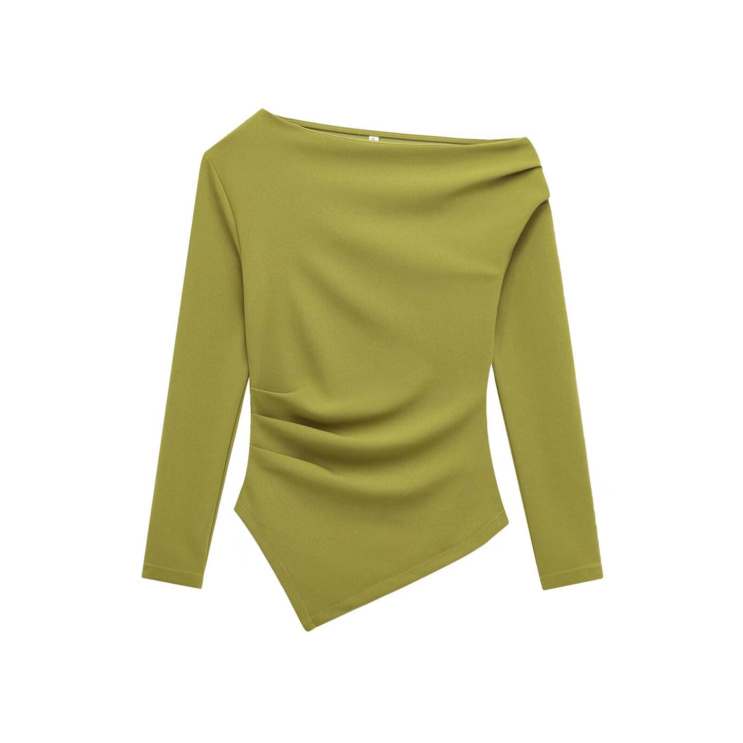 Women's New Fashion Casual Joker Asymmetric Velvet Top Retro Long Sleeve Slim Solid Color T-shirt Top.